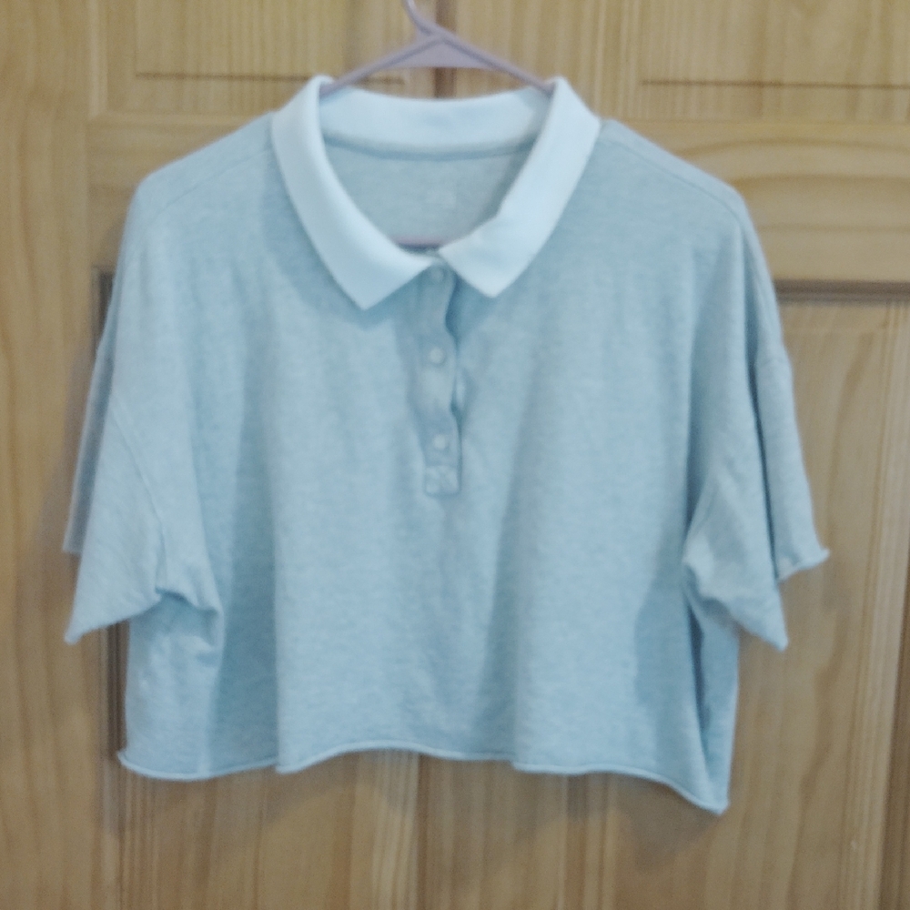 Aerie Light Blue Textured Top